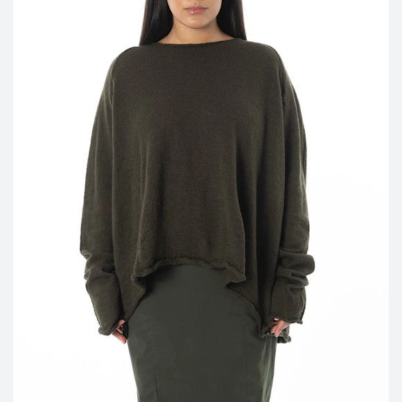 Rundholz Teal Oversized Drop Sleeve Hi/Low Distressed Hemline Sweater M - Picture 8 of 14